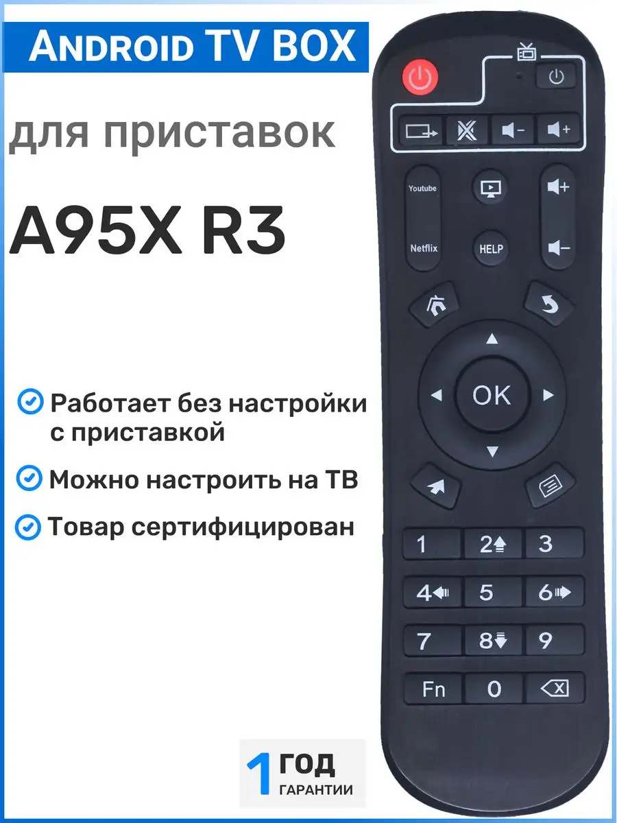 Пульт для Android Smart TV приставок A95X R3 HUAYU 171752019 купить за 351  ₽ в интернет-магазине Wildberries