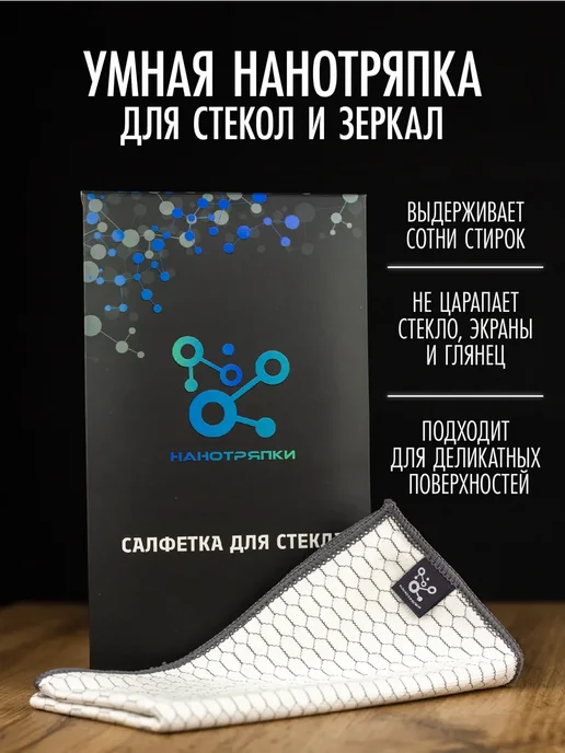 НАНОТРЯПКИ Тряпка для стекол и зеркал без разводов, вариант