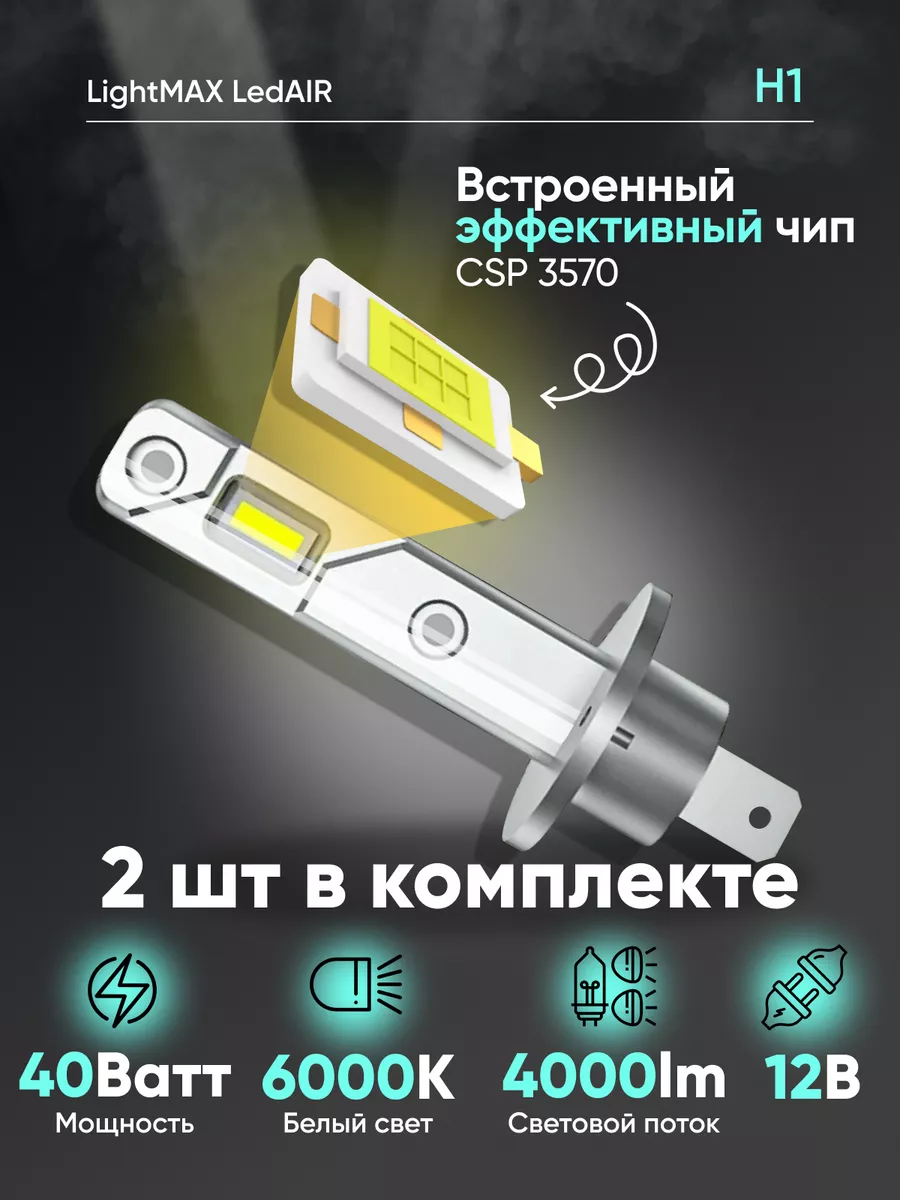 Лед лампа h1 led светодиодная автомобильная авто лампочка LightMAX  171856353 купить за 1 394 ₽ в интернет-магазине Wildberries