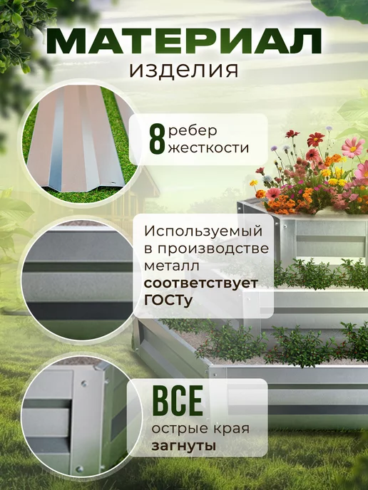 Добрые грядки Клумба садовая оцинкованная для дачи многоярусная, вариант, фото 7