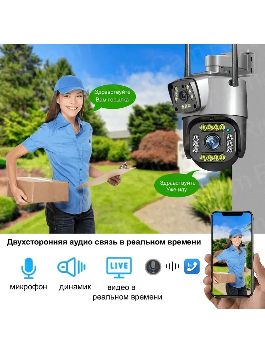 RingCam WiFi камера видеонаблюдения уличная с двумя объективами