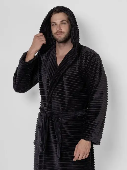 Wakas Textile Халат банный махровый с капюшоном, серый, фото 2