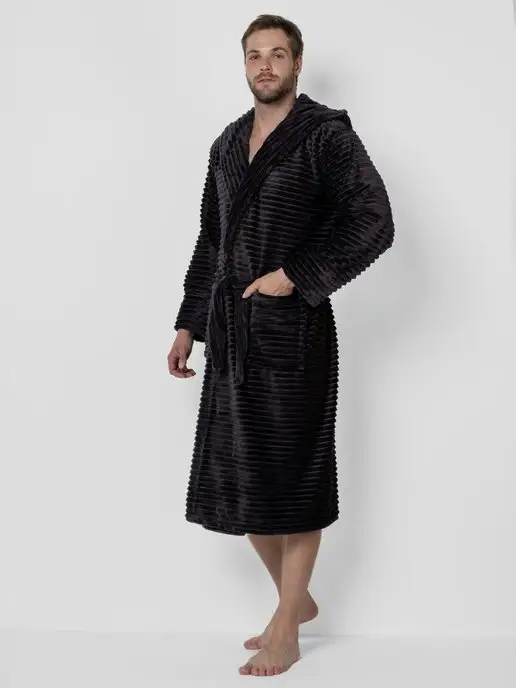 Wakas Textile Халат банный махровый с капюшоном, серый, фото 4