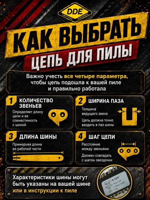 DDE Цепь пильная 16" 3 8", 1.3 мм, 56 звеньев 91VS, 14 50, фото 3