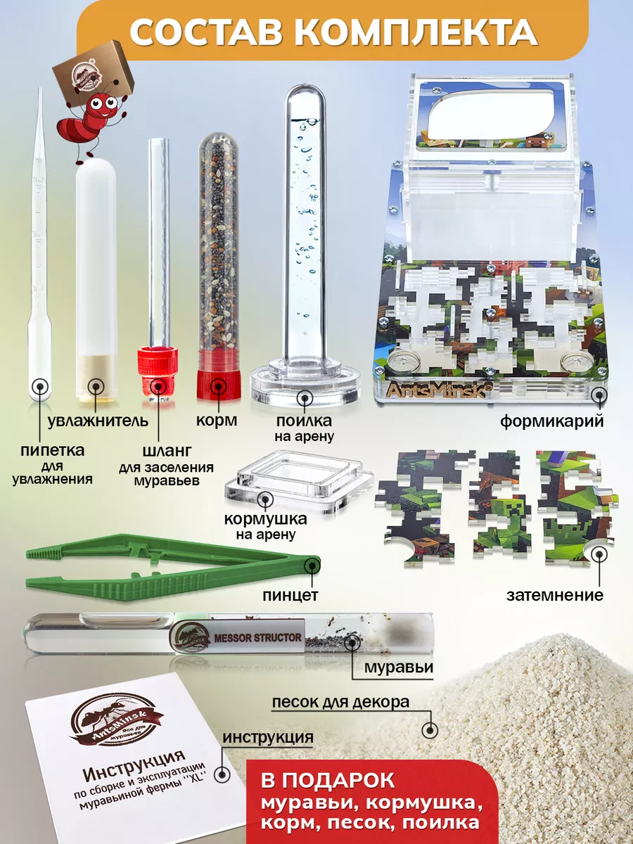 Большая муравьиная ферма муравьи в подарок.формикарий AntsMinsk 172028564  купить за 3 339 ₽ в интернет-магазине Wildberries