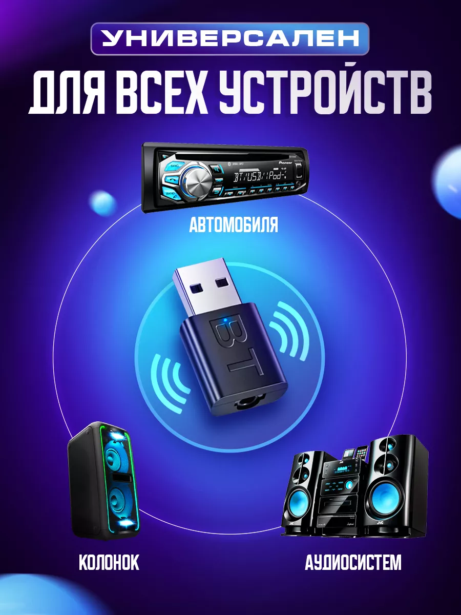 Блютуз адаптер bluetooth в машину с AUX кабелем ALFATREND 172040530 купить  в интернет-магазине Wildberries