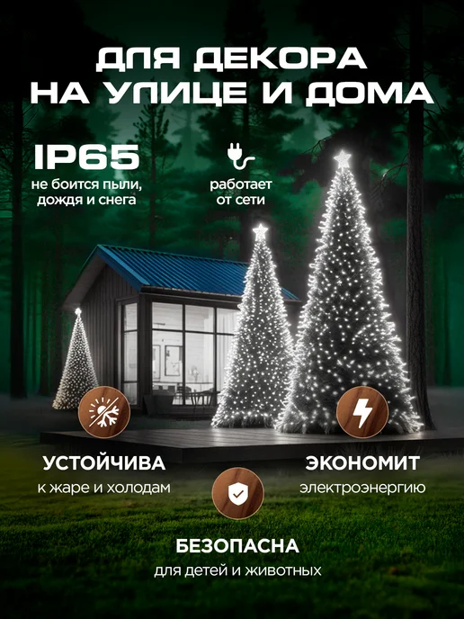 🆃🅰🆃🆂🆃🅾🆁🅴 Гирлянда Роса на елку с пультом 100 метров, 100 м, фото 2