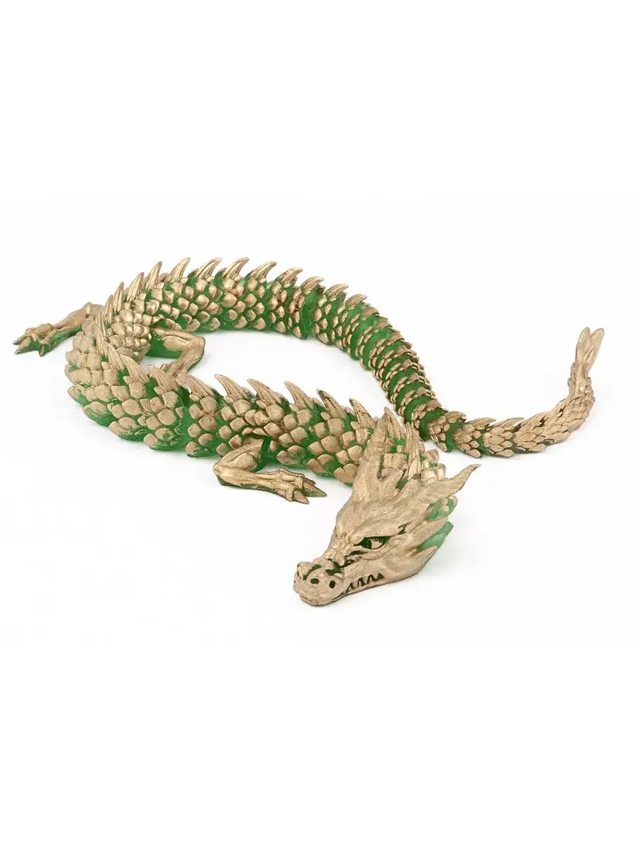 Flexidragon Дракон подвижный, длина 28см, зеленый с золотом