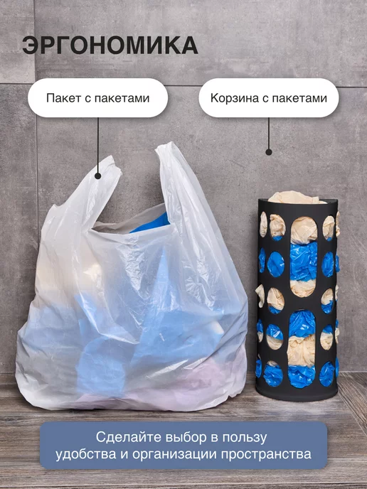 Order Держатель кухонный Корзина для пакетов подвесная, черный, фото 6