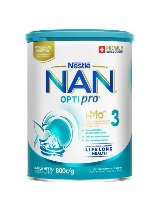 NAN OPTIPRO -3 Молочная смесь 800г, 800 г