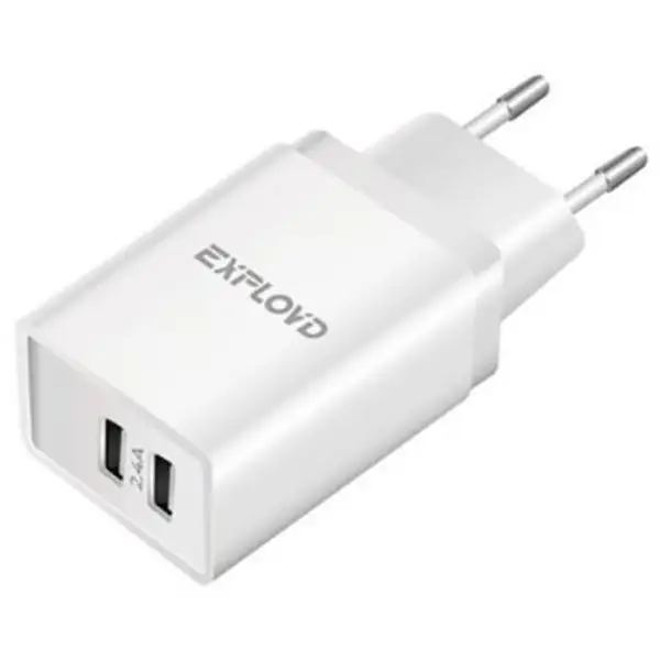 Сетевое зарядное устройство 2 USB, 2.4 А