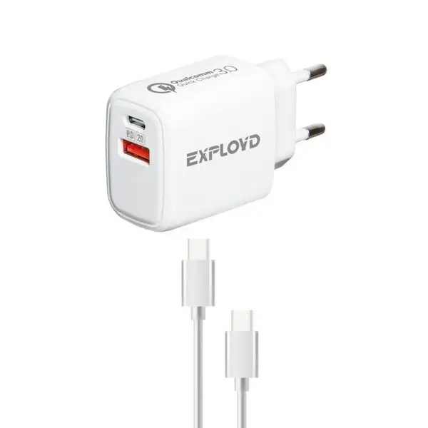 Сетевое зарядное устройство USB-С/USB, кабель Type-C