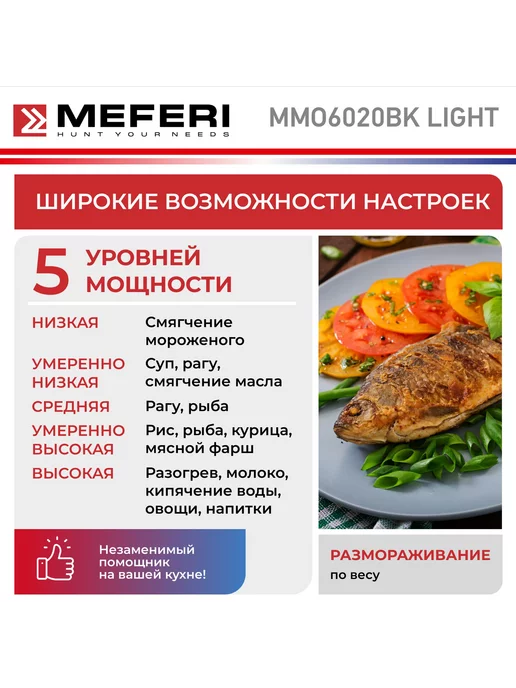 Meferi Микроволновая печь встраиваемая MMO6020BK LIGHT 20 л, 20 л, фото 4