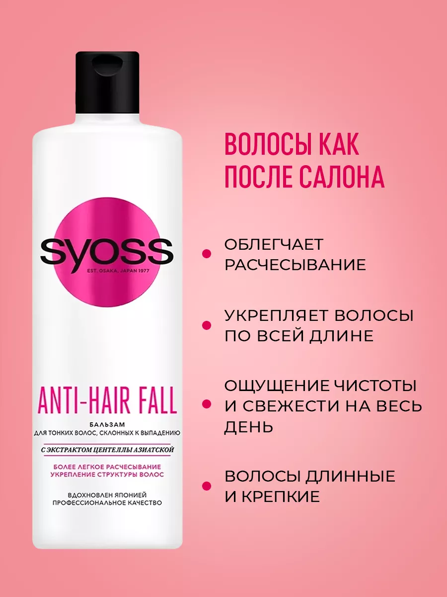 SYOSS Бальзам SYOSS Anti-hair Fall для тонких волос 450 мл 2 шт