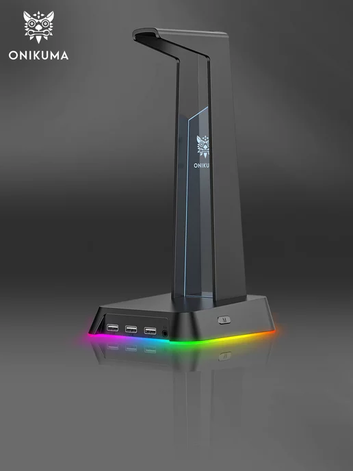 ONIKUMA Подставка держатель с подсветкой RGB для игровых наушников, черный