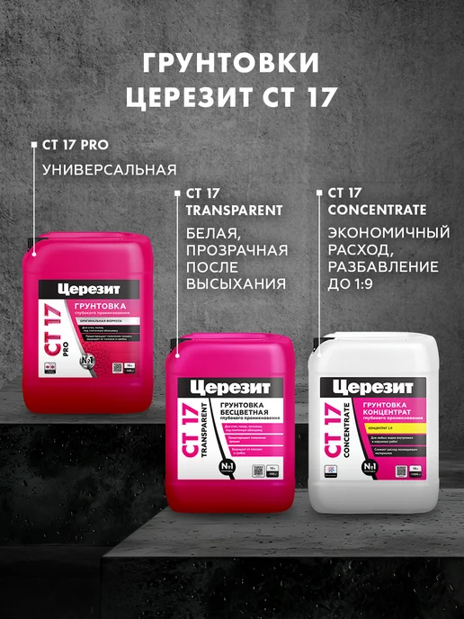 Церезит Грунтовка Концентрат СТ17 для впитывающих основ 1 л, 1 л, фото 7