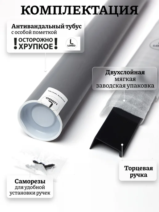 Lonso Ручка мебельная 1 метр накладная торцевая, 1 м, фото 4