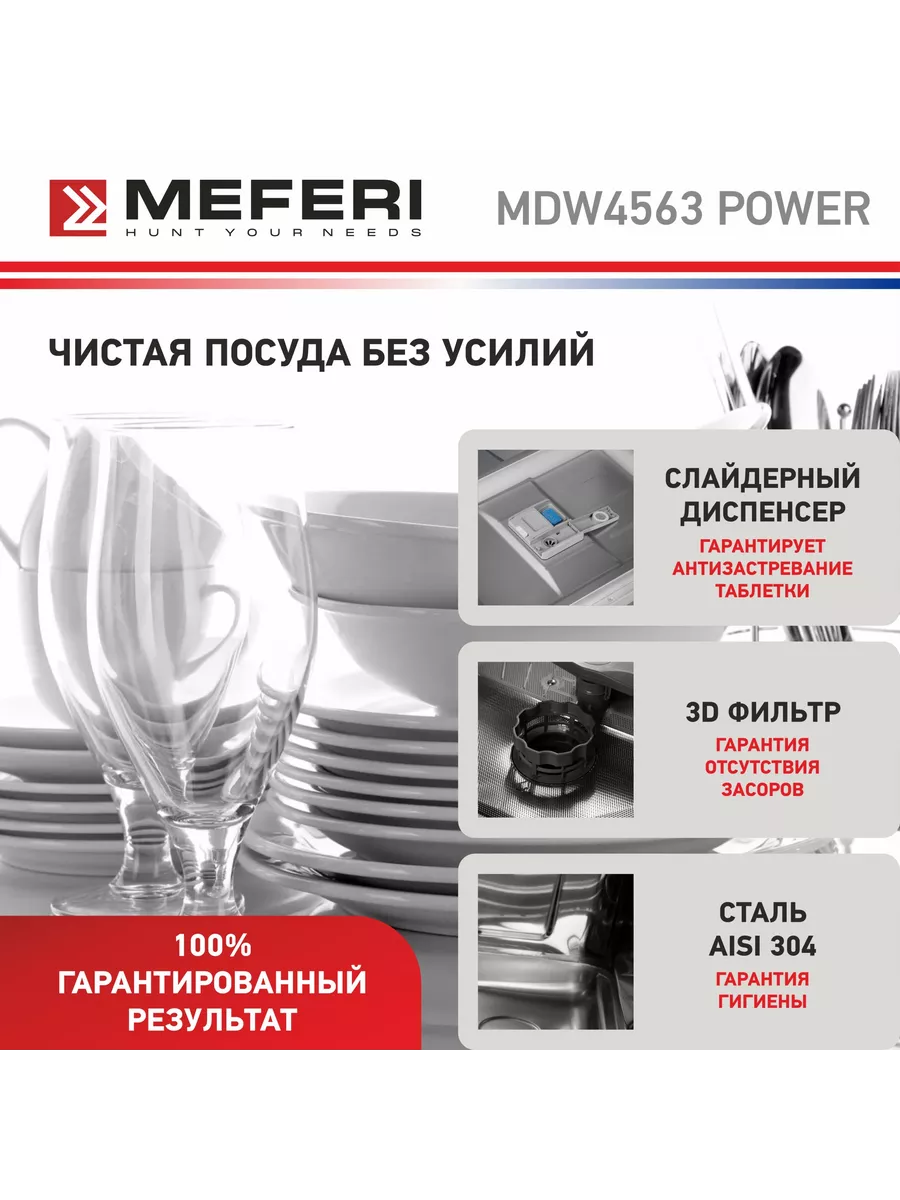 Посудомоечная машина встраиваемая 45 см MDW4563 POWER узкая MEFERI  172206779 купить в интернет-магазине Wildberries