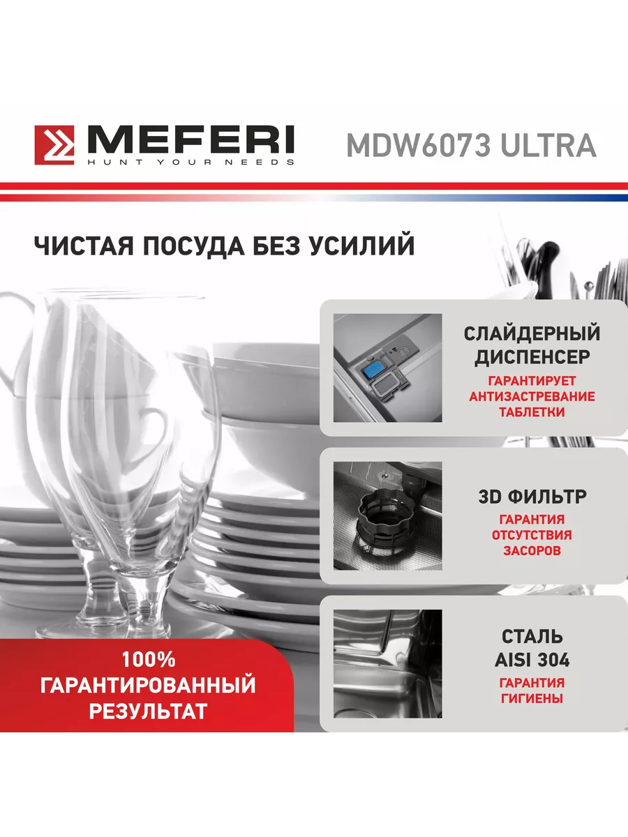 Посудомоечная машина встраиваемая MDW6073 ULTRA MEFERI 172206791 купить за  37 571 ₽ в интернет-магазине Wildberries