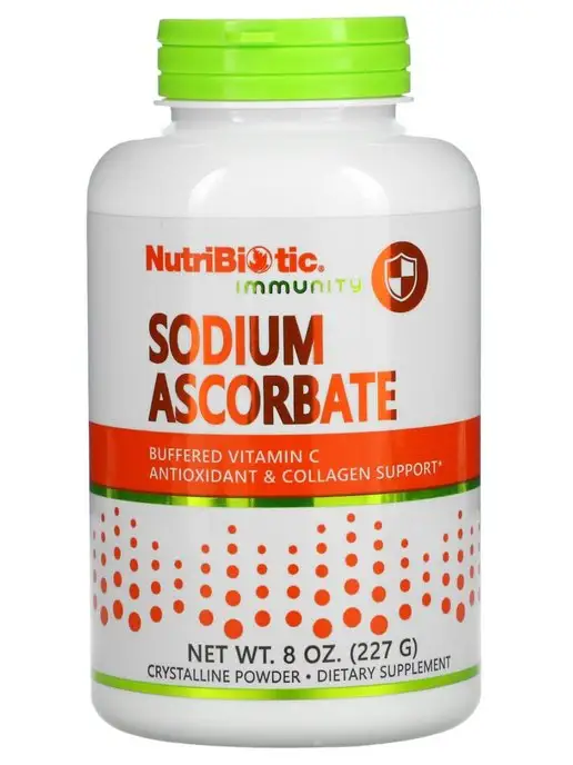 NutriBiotic Sodium Acrobate, аскорбат натрия, витамин С, 227г