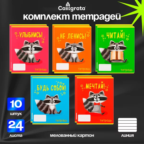 Тетради школьные 24 листа в линию, 10 штук