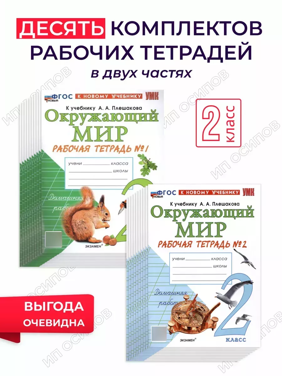 Окружающий мир 2 класс 10 комплектов раб. тетр К нов.уч. Экзамен 172317183  купить за 3 106 ₽ в интернет-магазине Wildberries