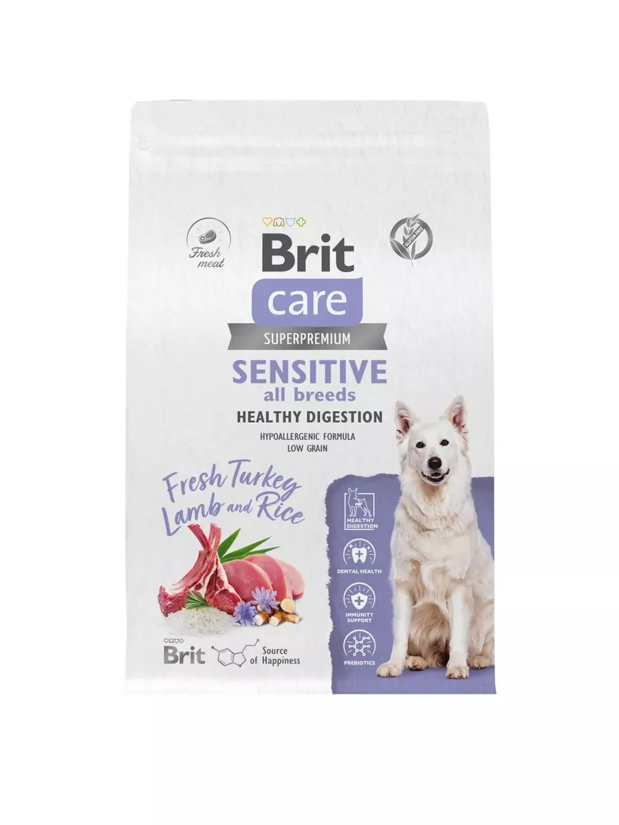 Корм Dog Adult Sensitive Healthy Digestion, ягнёнок 1,5 кг Brit Care  172388077 купить в интернет-магазине Wildberries