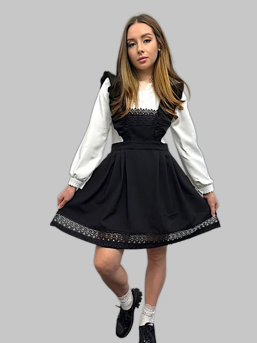 Cherry LIKE фартук школьный черный, черный, фото 3