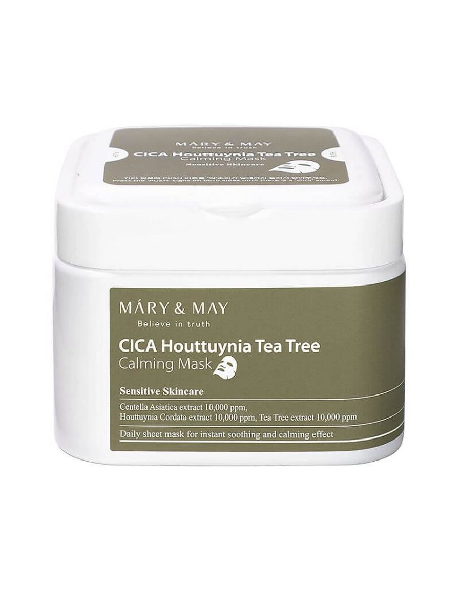 Наборы mary may. Mary&May cica Houttuynia Tea Tree Calming Mask. Mary&May cica Houttuynia Tea Tree Calming Mask набор тканевых масок успокаивающих. 30 Маска. Mary May Houttuynia cordata Tea Tree Cleansing Foam.