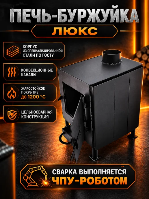 Руноробот Печь буржуйка с конвекторами Люкс, вариант