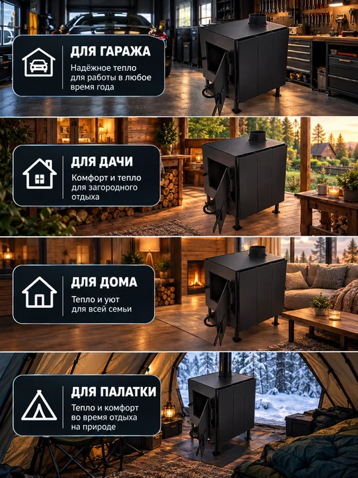 Руноробот Печь буржуйка с конвекторами Люкс, вариант, фото 4