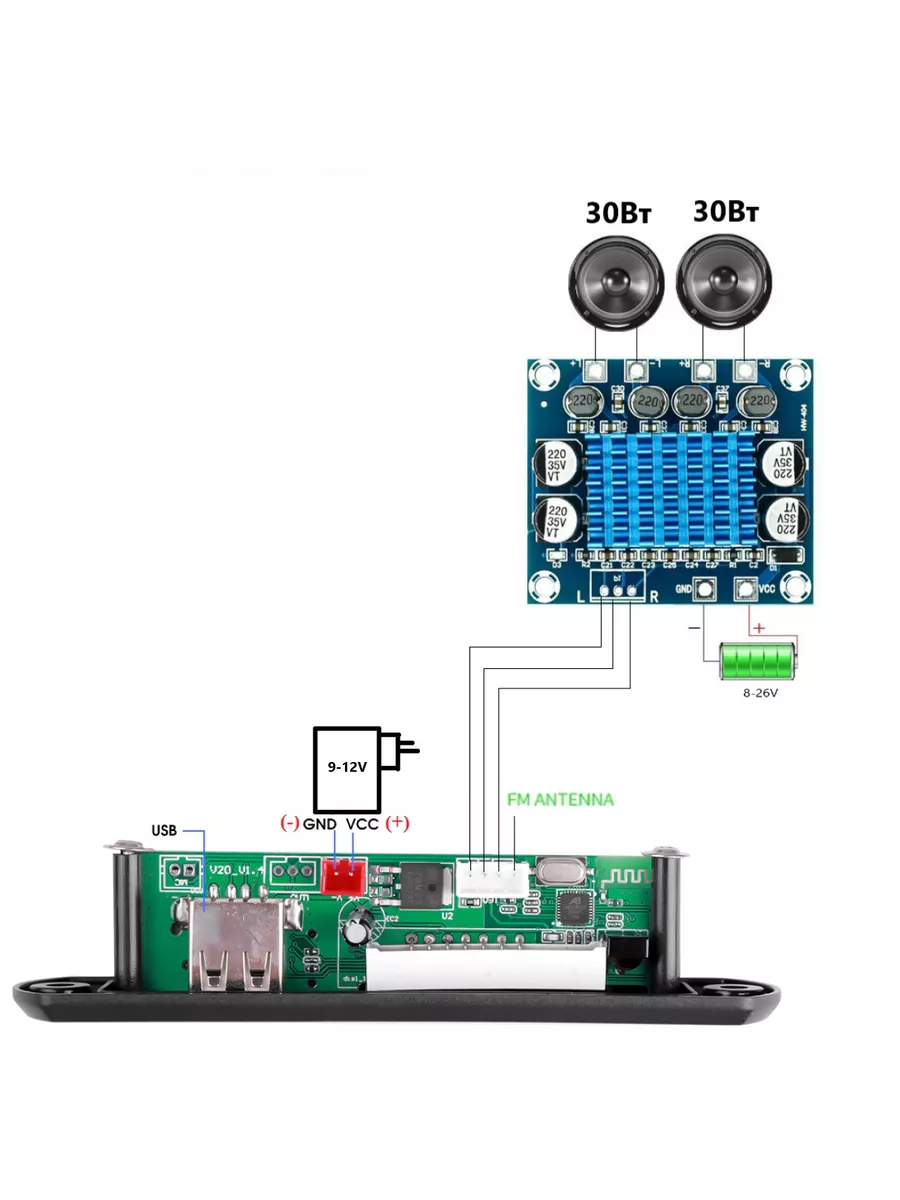 Автомобильный Mp3 декодер Bluetooth и цифровой усилитель A-market 172588127  купить за 763 ₽ в интернет-магазине Wildberries