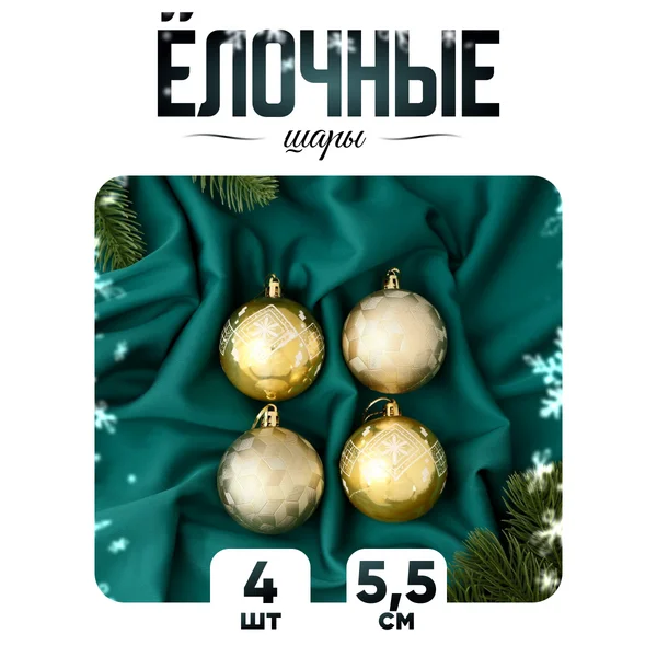 Елочные игрушки набор шаров 5,5 см, 4 шт