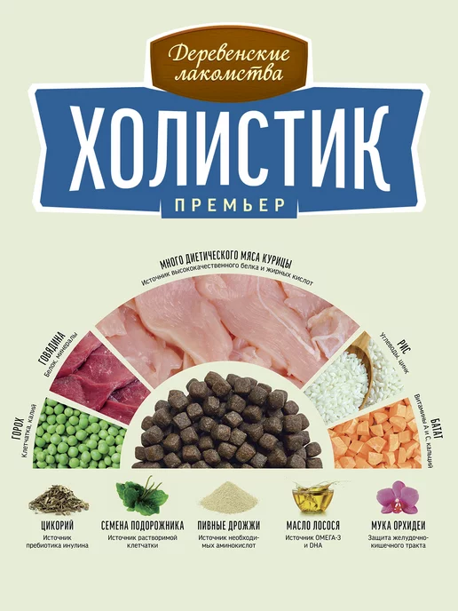Сухой корм Деревенские лакомства для собак, щенки, курица, 7 кг, фото 5