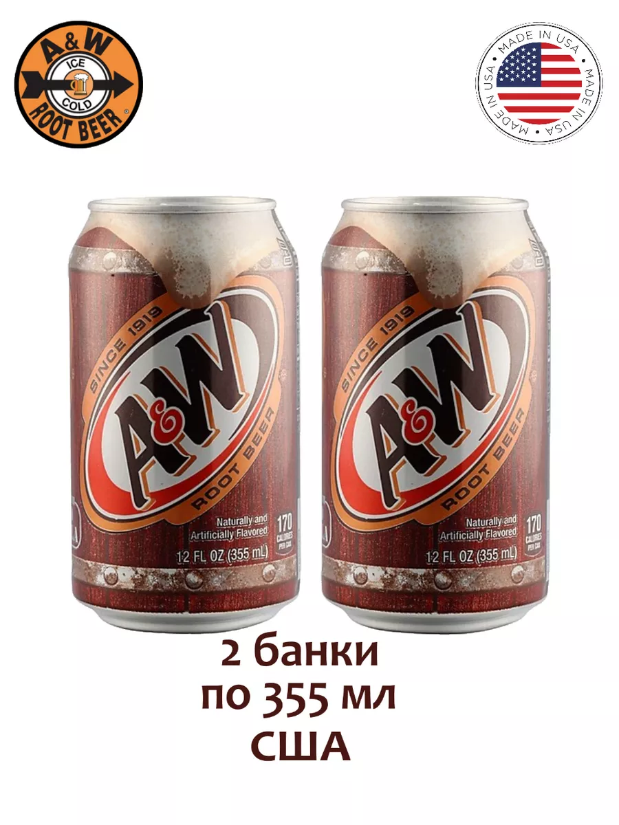 Напиток газированный A&W Root Beer, 2 банки A&W USA 172602965 купить за 399  ₽ в интернет-магазине Wildberries