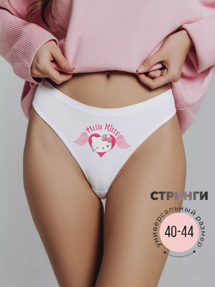 Трусы стринги с принтом аниме y2k Hello Kitty 172614378 купить за 199 ₽ в  интернет-магазине Wildberries