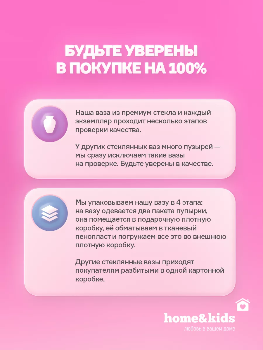 Ваза стеклянная прозрачная для цветов и декора дома HOME&KIDS 172642375  купить за 783 ₽ в интернет-магазине Wildberries