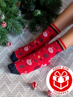 Носки женские новогодние с принтом высокие, 1 пара хлопок Just Socks 172668100 купить за 213 ₽ в интернет-магазине Wildberries