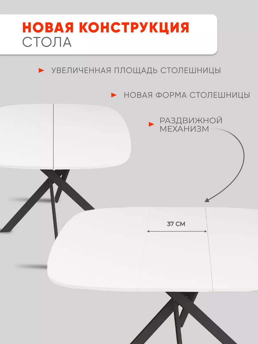 Стол кухонный обеденный Ларго 90 см, Белый матовый, чёрная царга
