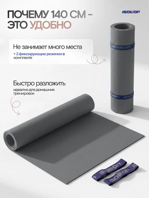 ISOLON Коврик для зарядки и фитнеса 5 мм, серый, фото 2