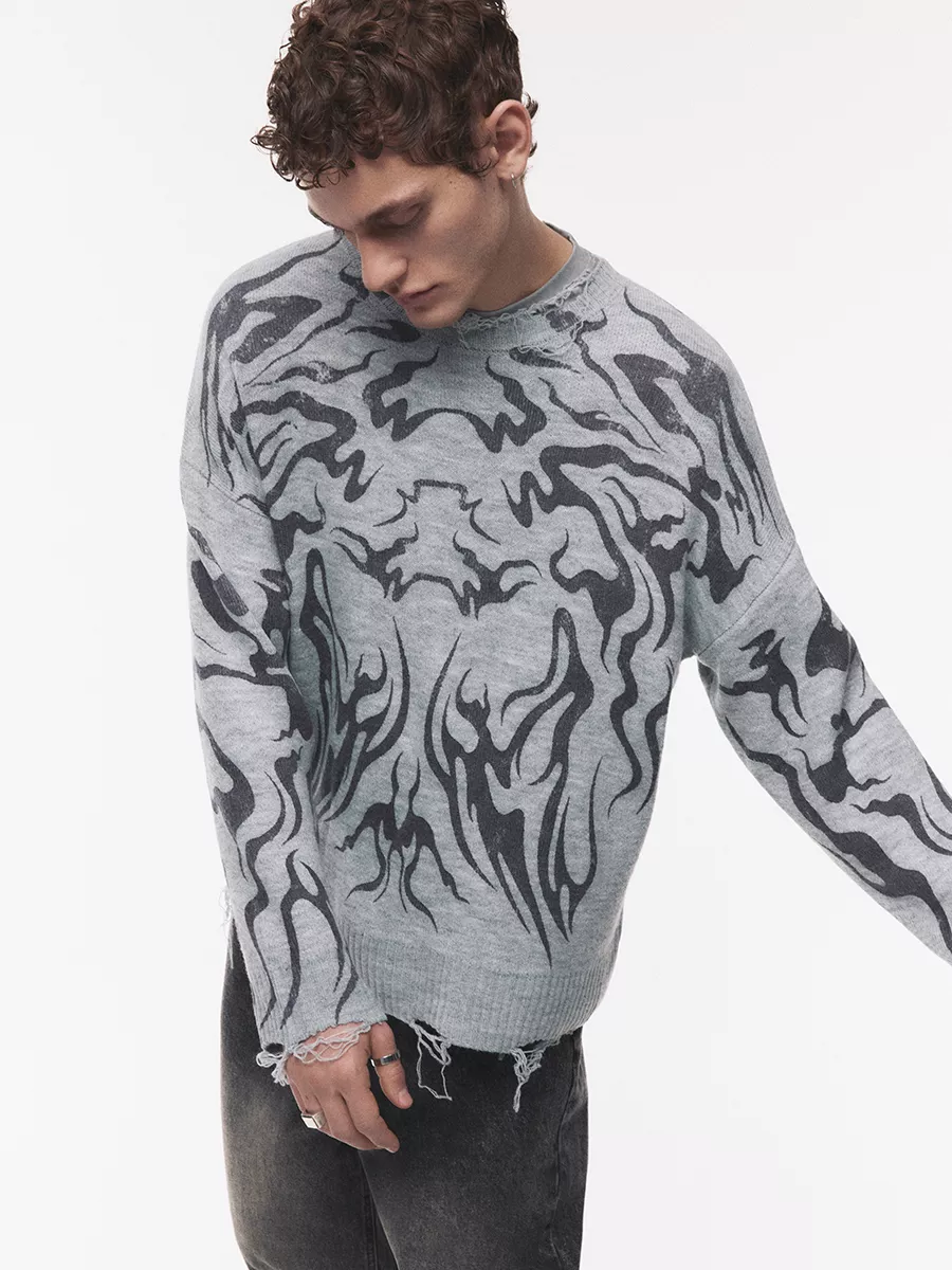 Свитер джемпер oversize рваный...