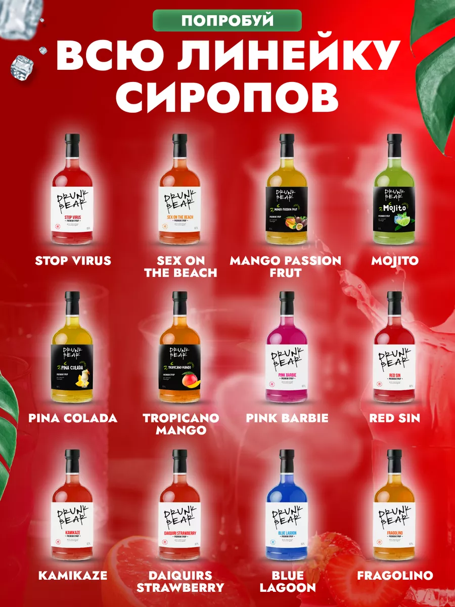 Сироп Дайкири клубника для коктейлей Drunk Bear 172848061 купить за 402 ₽ в  интернет-магазине Wildberries