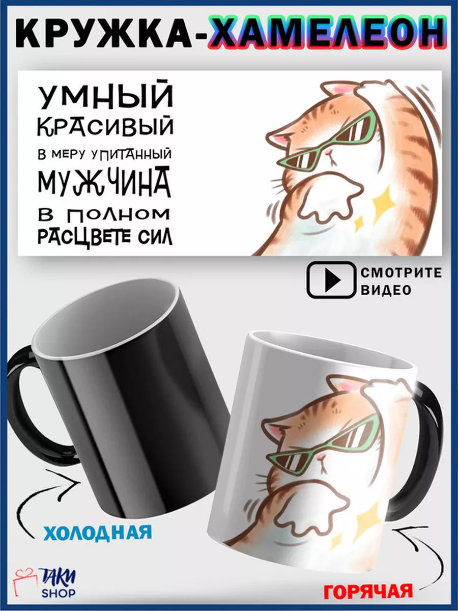 Кружка хамелеон котики Умный и красивый мужчина ТаКи Shop 173051676 купить  за 2 620 драм в интернет-магазине Wildberries