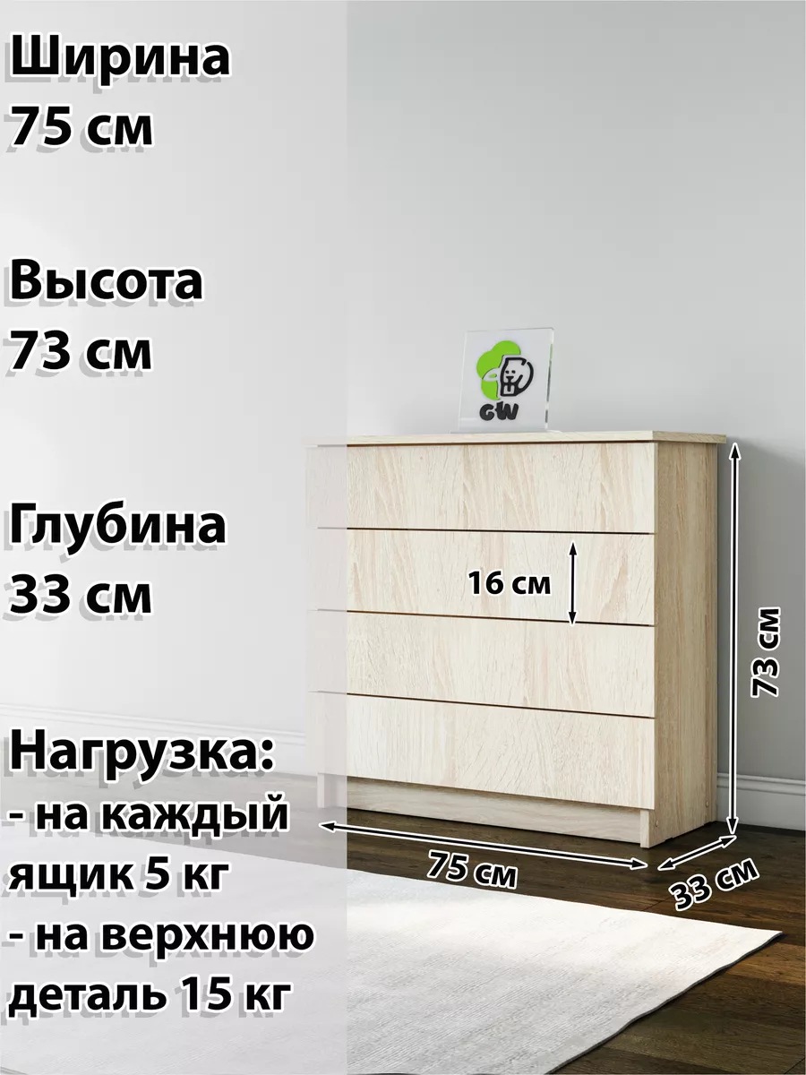 Комод деревянный для вещей и игрушек GW market 173091875 купить за 3 221 ₽  в интернет-магазине Wildberries