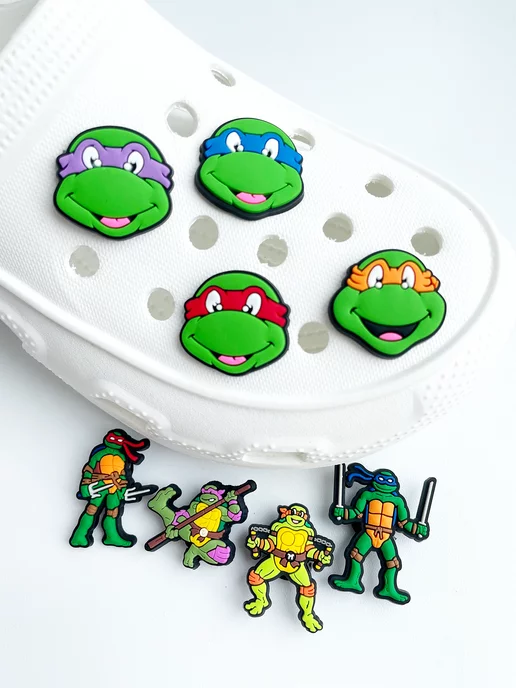 Джибитсы JibbStore Джибитсы на crocs супергерои, Jibbitz набор Черепашки Ниндзя, зеленый