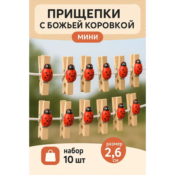 Прищепки декоративные деревянные мини