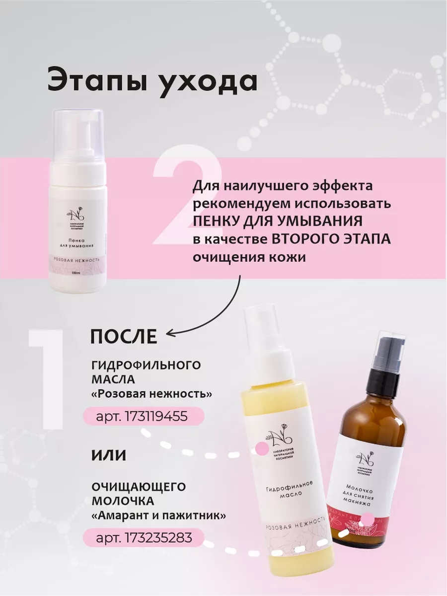 Пенка для умывания лица Розовая нежность Nlab-organic 173171763 купить в  интернет-магазине Wildberries