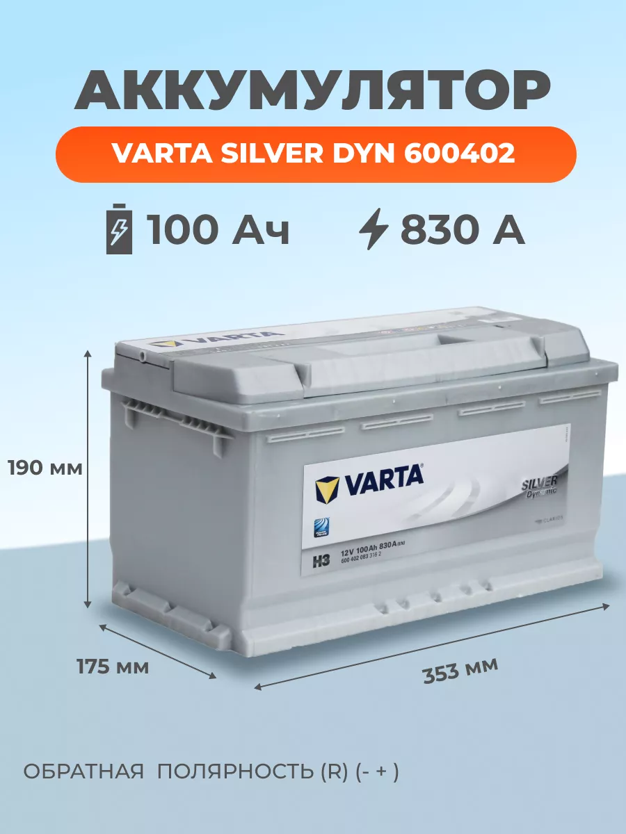 Автомобильный аккумулятор VARTA Silver Dyn 600402 (100 Ah) VARTA 173194001  купить в интернет-магазине Wildberries