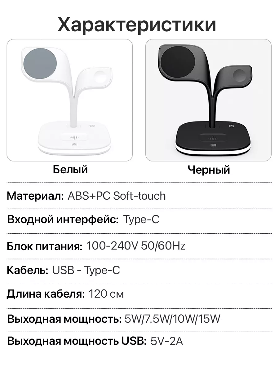 Беспроводная зарядка для iPhone AppleWatch AirPods MagSafe Helpful Tech  173207756 купить за 3 869 ₽ в интернет-магазине Wildberries