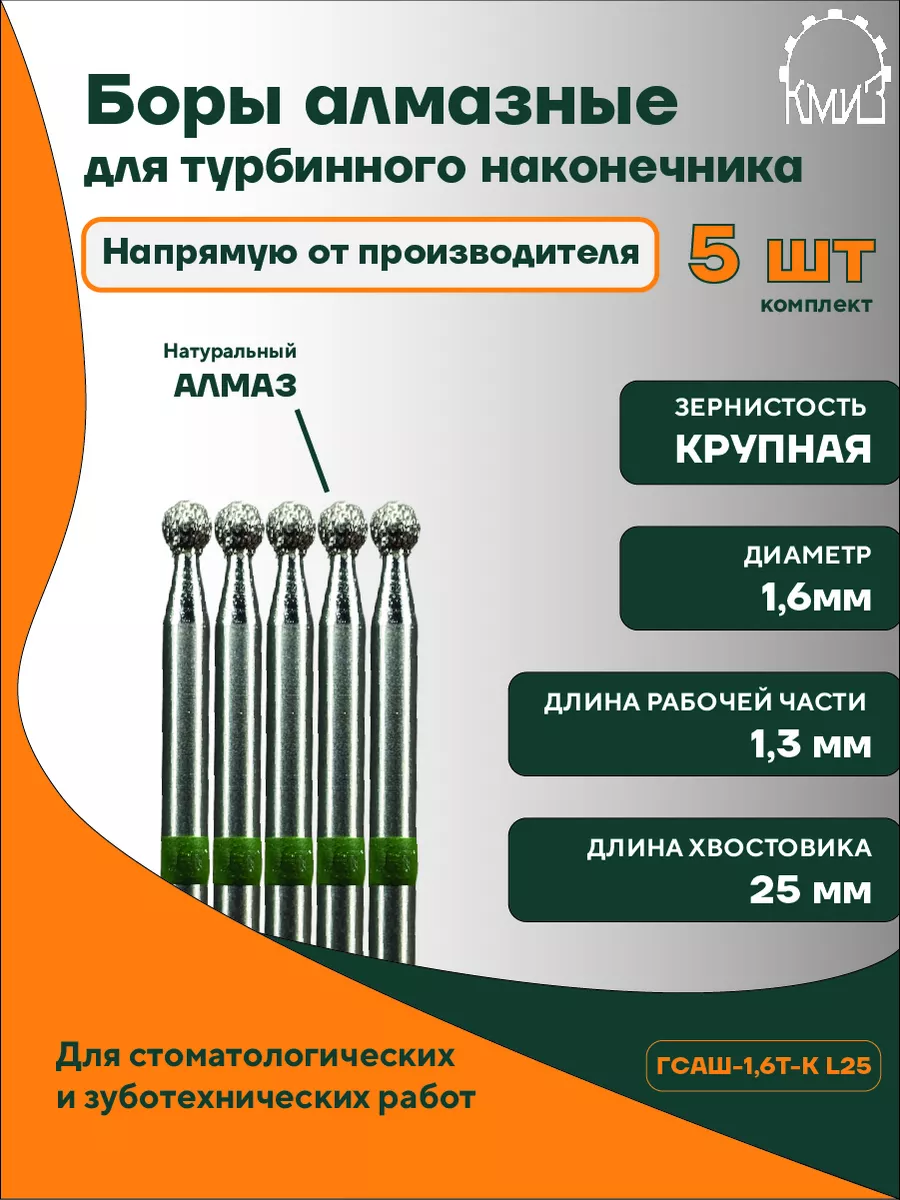 Боры алмазные стоматологические Шар КМИЗ 173273262 купить за 283 ₽ в  интернет-магазине Wildberries